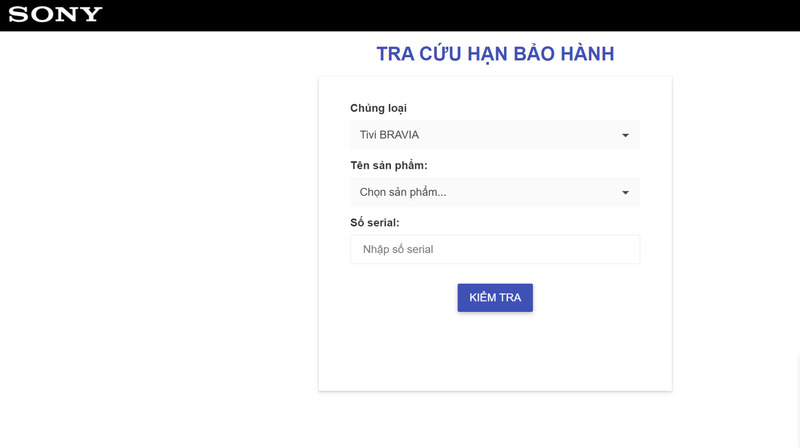 Tra cứu thời gian bảo hành Tivi Sony