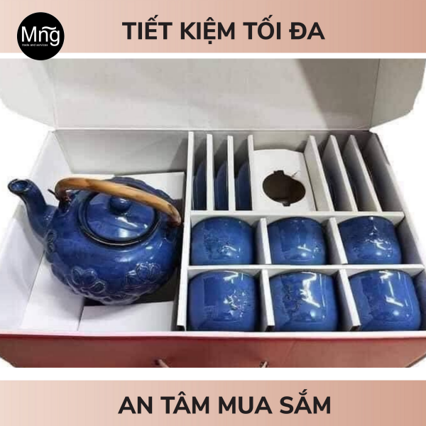 Bộ ấm trà hoa văn chạm nổi TP003
