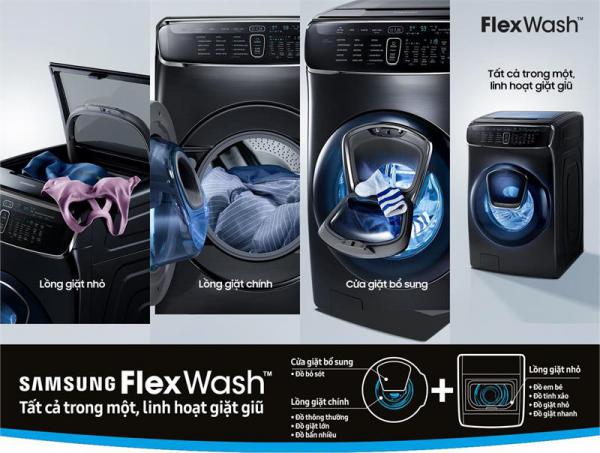 MÁY GIẶT LỒNG ĐÔI SAMSUNG FLEXWASH WR24M9960KV/SV GIẶT 21KG + SẤY 12KG