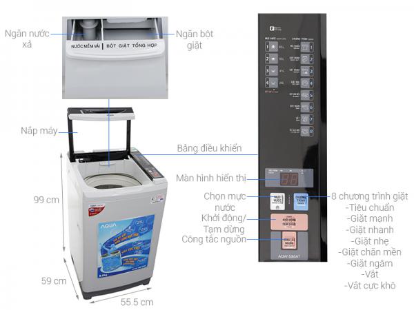 Máy giặt Aqua 8.0 Kg AQW-S80AT