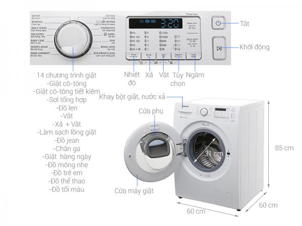 Máy giặt Samsung AddWash Inverter 8 kg WW80K5233YW/SV