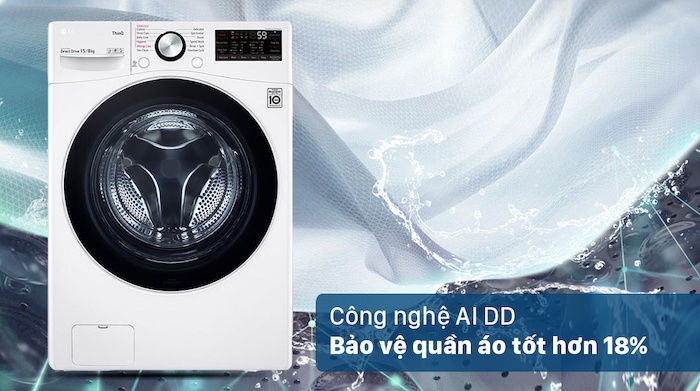 Máy giặt sấy lồng ngang LG Inverter 15kg F2515RTGW