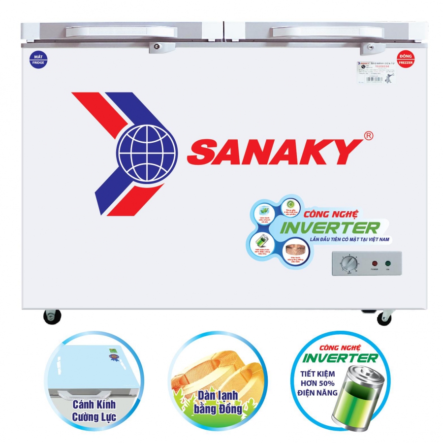 Tủ đông Sanaky 360 Lít 2 ngăn 2 cánh Inverter VH-3699W4K