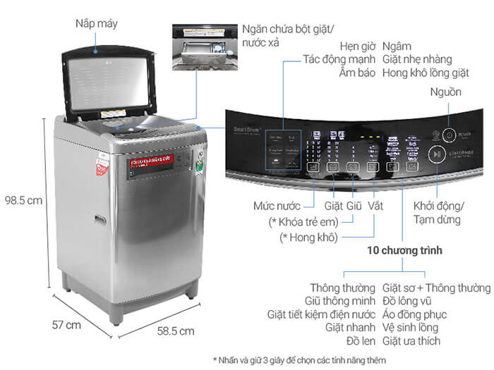 Máy giặt LG 12kg lồng đứng T2312DSAV giá tốt