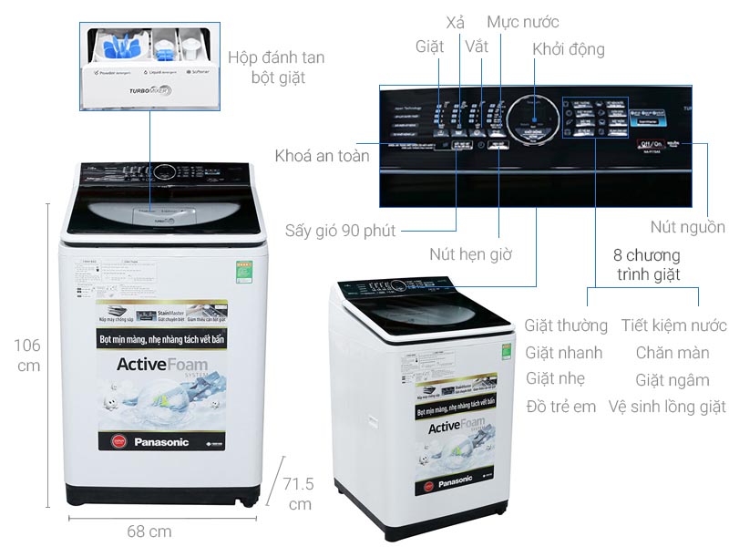 Máy giặt Panasonic 11.5 kg lồng đứng F115A5WRV