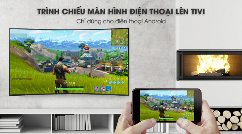 Smart Tivi Cong Samsung 49 inch 49NU7300 trình chiếu màn hình điện thoại