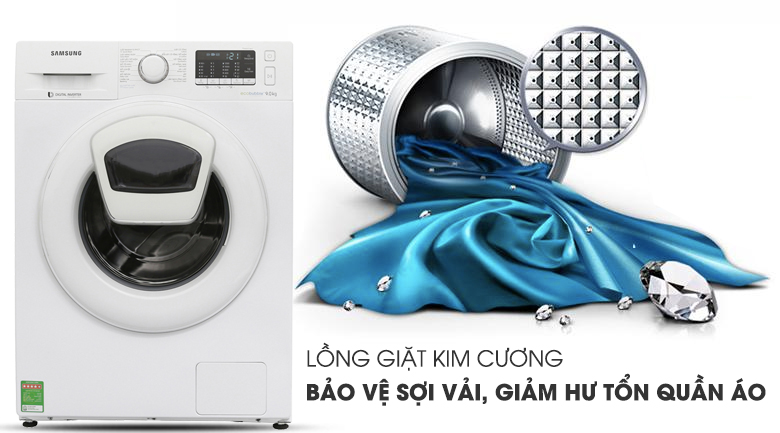 Máy giặt Samsung AddWash Inverter 9 kg WW90K52E0WW/SV bảo vệ sợi vải