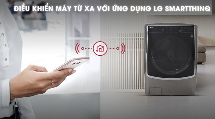 Máy giặt sấy LG Inverter 21 kg F2721HTTV kết nối điện thoại