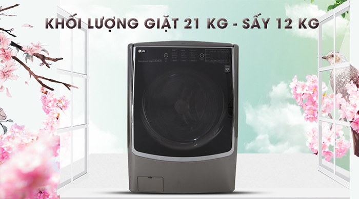 Máy giặt sấy LG Inverter 21 kg F2721HTTV khối lượng 21kg