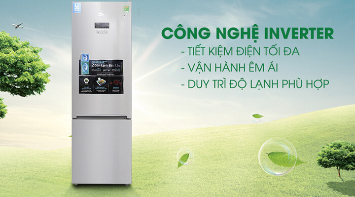 Tủ lạnh Beko 340 lít inverter RCNT340E50VZX tiết kiệm