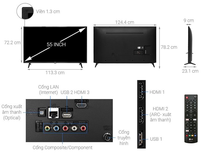 Smart Tivi LG Led 4K 55 inch 55UM7290PTD chính hãng, giá rẻ