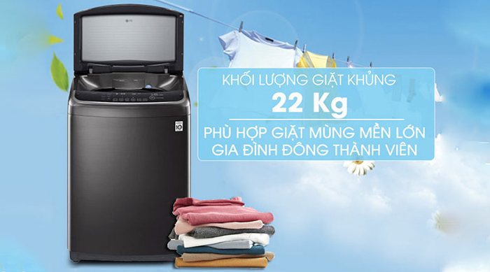 Máy giặt LG Inverter 22 kg TH2722SSAK khối lượng 22kg