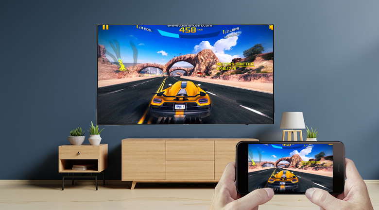 Tivi Samsung Smart 4K 75 inch UA75RU7100 chiếu lên tivi