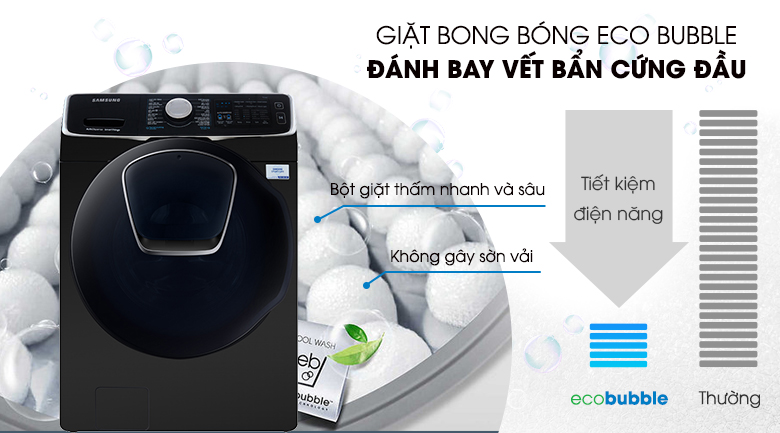 Máy giặt sấy Samsung Add Wash Inverter 19 kg WD19N8750KV/SV giặt bong bóng