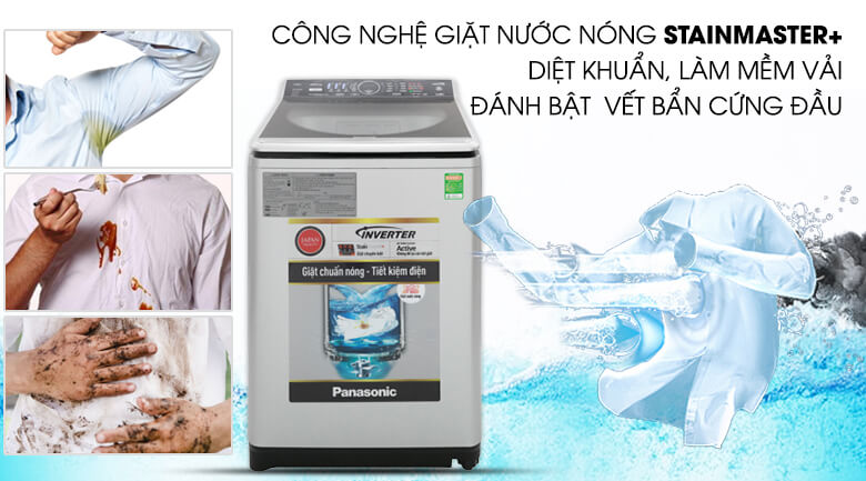 Máy giặt panasonic inverter 14kg NA-FS14V7SRV giặt nước nóng