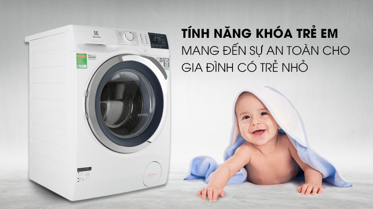 Máy giặt Electrolux inverter 9 kg EWF9024BDWB khoá trẻ nhỏ