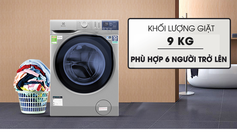 Máy giặt Electrolux inverter 9 kg EWF9024ADSA khối lượng giặt