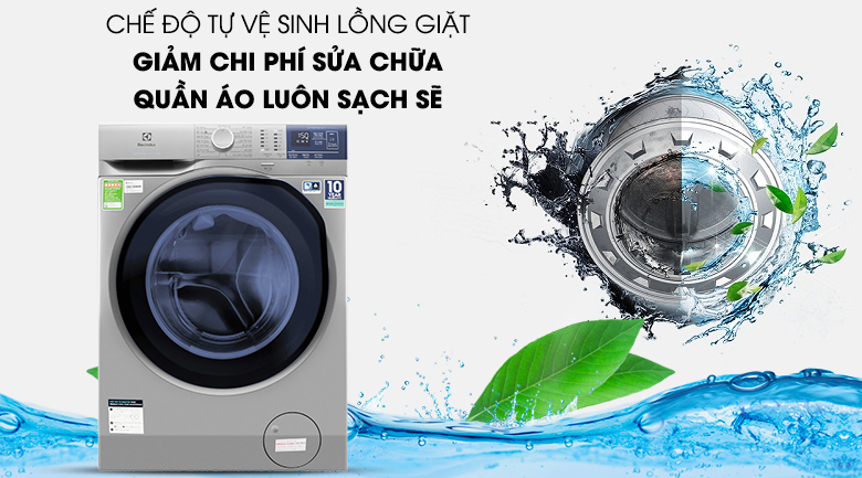 Máy giặt Electrolux inverter 9 kg EWF9024ADSA vệ sinh lồng giặt