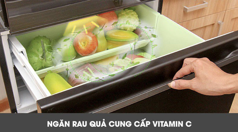 Tủ lạnh Mitsubishi Inverter 365 lít MR-CGX46EN-GBK-V ngăn rau quả