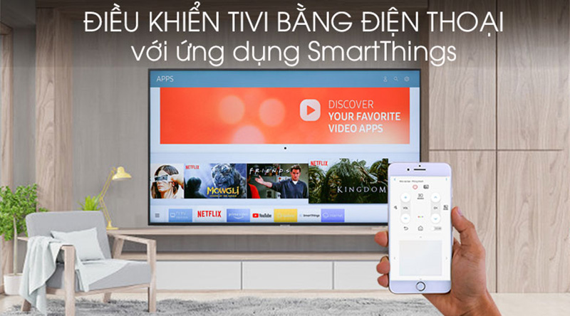 Tivi Samsung Smart 4k 70 inch UA70RU7200 điều khiển bằng điện thoại