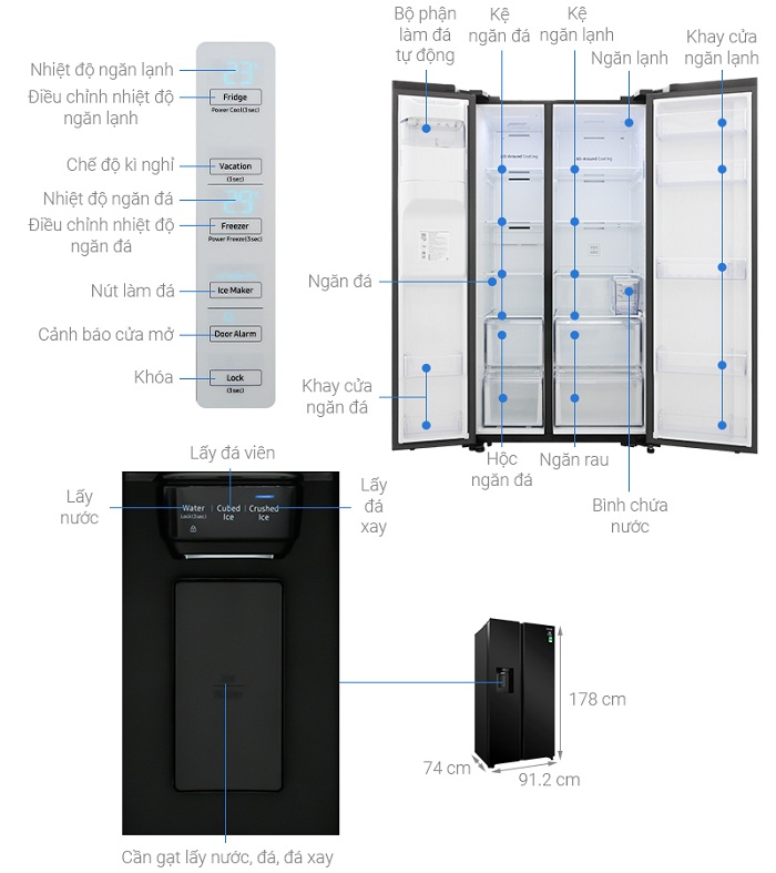 Tủ lạnh Samsung 617 lít Inverter RS64R53012C/SV