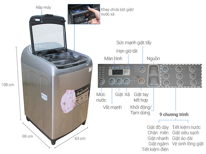 Máy giặt Samsung WA14J6750SP/SV