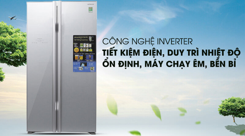 Tủ lạnh Hitachi 2 cửa SBS 589 lít R-S700PGV2 (GS) công nghệ inverter