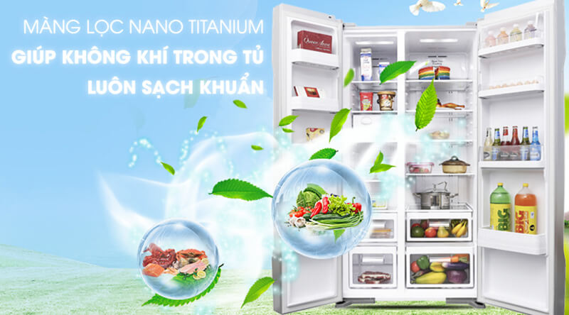 Tủ lạnh Hitachi 2 cửa SBS 589 lít R-S700PGV2 (GS) giúp kháng sạch khuẩn