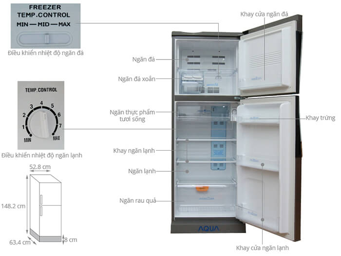 Tủ Lạnh Aqua Inverter 212 Lít AQR-T239FA (HB) giá rẻ, giao ngay