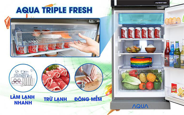 Tủ lạnh Aqua 247 lít inverter AQR- I246BN(DC) 247L tiện lợi