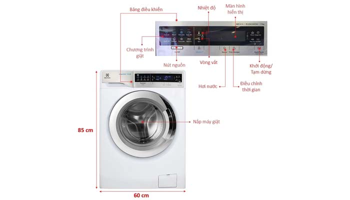 Máy giặt Electrolux 11kg inverter lồng ngang - trắng EWF14113 giặt sạch
