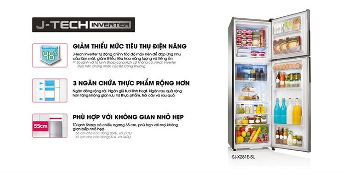 Tủ lạnh Sharp 342 Lít Inverter SJ-X346E-SL