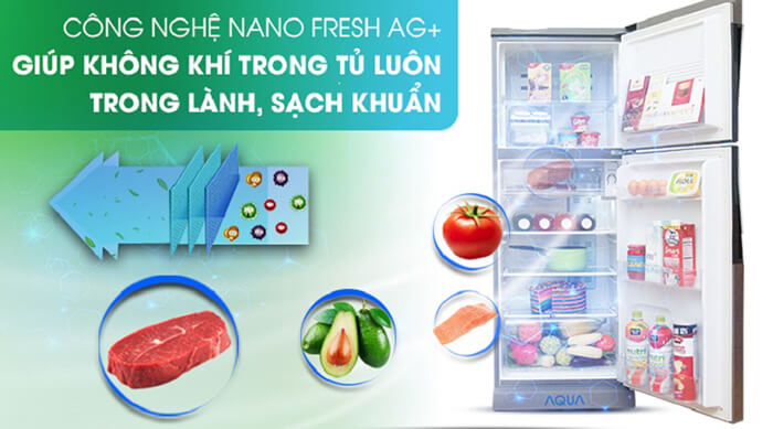 Tủ lạnh Aqua 205 lít AQR- U205BN nano