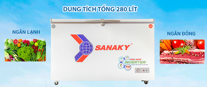 Tủ đông Sanaky 400 lít inverter 2 ngăn VH 4099W3