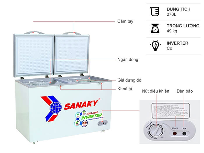 Tủ đông Sanaky 360 lít inverter VH-3699A3