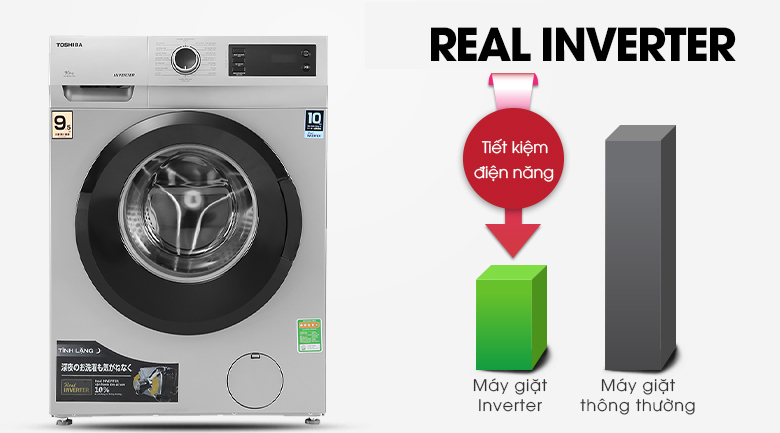 Máy giặt Toshiba TW-BK105M4V (SK) được trang bị công nghệ Real Inverter