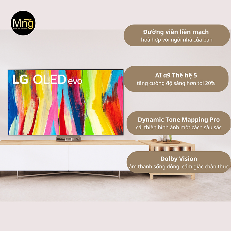 Tivi LG Mini LED LG 55C2PSA 4K 55 inch sở hữu bộ xử lý AI α9 Gen5 xâu chuỗi các thuật toán giúp tối ưu chất lượng âm thanh và hình ảnh