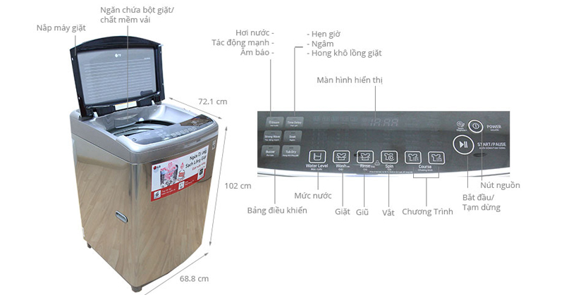 Khối lượng máy giặt LG lồng đứng