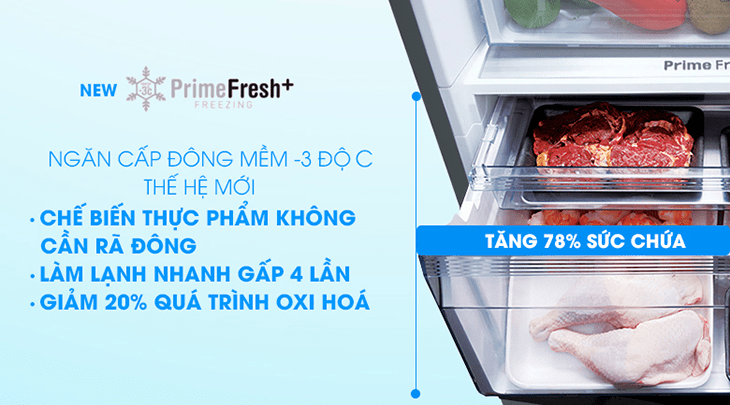 Ngăn đông mềm Prime Fresh+ luôn duy trì nhiệt độ ở khoảng -3 độ C