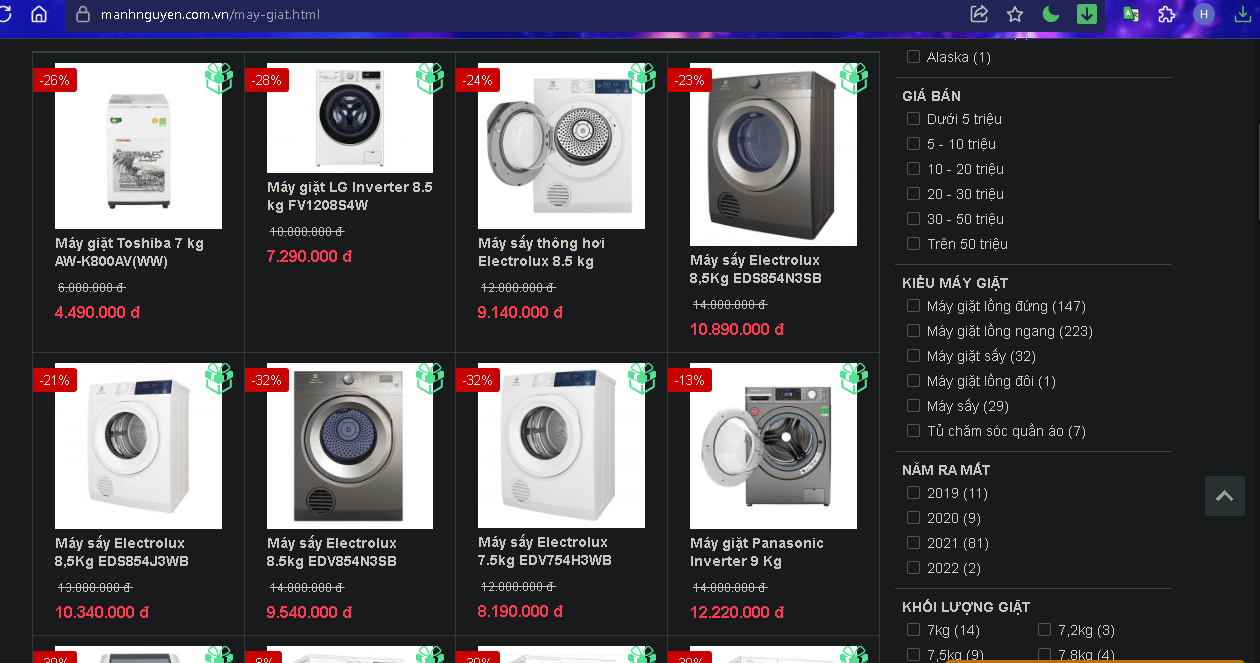 Sản phẩm máy giặt Panasonic có nhiều mức giá khác nhau từ 4 - 43 triệu