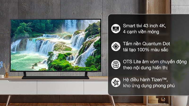 Tivi Smart 43 inch Samsung với thiết kế nhỏ gọn, tinh tế